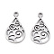 Non-Tarnish 201 Stainless Steel Pendants, Laser Cut, Teardrop, Stainless Steel Color, 17x10x0.9mm, Hole: 1.4mm