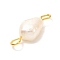 Natural Cultured Freshwater Pearl Beads Links Connectors, with 304 Stainless Steel Eye Pin, Golden, Nuggets, Seashell Color, 16~18x6.5~7x4.5~6mm, Hole: 2~3mm