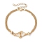 Brass Macrame Pouch Braided Gemstone Holder Bracelet Making, with 304 Stainless Steel Curb Chains , Golden, 7-1/4 inch(18.4cm)