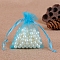 Organza Jewellery Storage Pouches, Wedding Favour Party Mesh Drawstring Gift Bags, Rectangle, Deep Sky Blue, 9x7cm