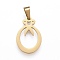 304 Stainless Steel Pendants, Laser Cut, Hollow Oval with Scissor, Golden, 18x13x1mm, Hole: 2.5x5mm