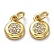 Brass Micro Pave Cubic Zirconia Charms, with Jump Rings, Long-Lasting Plated, Flat Round, Real 18K Gold Plated, 11x8x2mm, Hole: 3mm