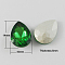 Glass Pointed Back Rhinestone, Back Plated, Faceted, Teardrop, Green, 14x10x5mm