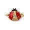 Brass Micro Pave Clear Cubic Zirconia Connector Charms, Red Enamel Ladybug Links, Rack Plating, Long-Lasting Plated, Cadmium Free & Lead Free, Real 18K Gold Plated, 10.5x15.5x4.5mm, Hole: 1.6mm and 1.4mm