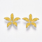 Brass Charms, with Enamel, Flower, Nickel Free, Real Platinum Plated, Gold, 22.5x24x5.5mm, Hole: 1~1.6mm