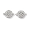 Rack Plating Brass Micro Pave Clear Cubic Zirconia Connector Charms, Flat Round Links, Long-Lasting Plated, Lead Free & Cadmium Free, Platinum, 9x13.5x3mm, Hole: 1.2mm