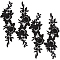 Flower Shape Computerized Embroidery Water Soluble Appliques, Costume Dress Accessories, Black, 360x110x4mm, 2pcs/set