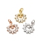 Brass Cubic Zirconia Pendants, Cadmium Free & Lead Free, Cross, Mixed Color, 12.5x10.5x2mm