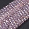Electroplate Glass Beads Strands, AB Color Plated, Faceted, Rondelle, Pink, 10x7mm, Hole: 1.4mm, about 60~61pcs/strand, 46~48cm