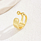 Real 18K Gold Plated Brass Open Cuff Rings, Round, No Size