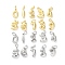Brass Pendants, Rack Plating, Long-Lasting Plated, Lead Free & Cadmium Free, Number Charms, Mixed Color, 14~14.5x4~10.5x3~5mm, Hole: 4x2.5mm