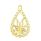 Rack Plating Iron Filigree Big Pendants, Teardrop Charm, Golden, 59.5x31x0.6mm, Hole: 3.2x6mm