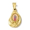 PVD Vacuum Plating 304 Stainless Steel Pendants, with Enamel, Religion, Golden, Teardrop with Human, Colorful, 22x13x2.5mm, Hole: 6.5x3mm