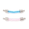 2Pcs 2 Colors Transparent Glass Curved Tube Connector Charms, with Seed Beads Inside, Platinum, Mixed Color, 48x7mm, Hole: 1.6mm, 1pc/color