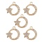 Alloy Rhinestones Pendants, Ring with Star Charms, Light Gold, 20x20x1.5mm, Hole: 1.8mm