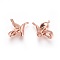 Brass Charms, Leaf, Rose Gold, 11x12.5x3.5mm, Hole: 2.5x3mm