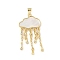 Brass Micro Pave Clear Cubic Zirconia with Natural Shell Pendants, Rain Cloud, Lead Free & Cadmium Free, Long-Lasting Plated, Rack Plating, Real 18K Gold Plated, 40x20x2mm, Hole: 3.8x3.5mm