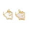 Brass Pave Natural White Shell Pendants, Elephant Charms, Cadmium Free & Lead Free, Lasting Plated, Rack Plating, Real 18K Gold Plated, 16x16x2.5mm, Hole: 3.5mm