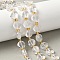 Natural Quartz Crystal Beads Strands, Faceted Hexagonal Cut, Rock Crystal, Flat Round, with Seed Beads, 10~10.5x5.5~6mm, Hole: 1.2mm, about 28~29pcs/strand, 14.29~14.65''(36.3~37.2cm)
