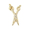 Brass Micro Pave Cubic Zirconia Pendants, Cadmium Free & Lead Free, Scissor, with Jump Ring, Real 18K Gold Plated, 18.5x11.5x2mm, Hole: 3mm