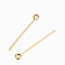 304 Stainless Steel Eye Pins, Real 18K Gold Plated, 24 Gauge, 40x0.5mm, Hole: 2mm