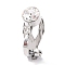 Brass Clip-on Earring Findings, with Crystal Rhinestone, with Loop, Platinum, 7.5x15x6mm, Hole: 1.5mm