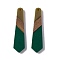 Opaque Resin & Walnut Wood Pendants, Hexagon Charms, Dark Green, 49x12x3mm, Hole: 2mm