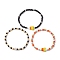 3Pcs 3 Styles Halloween Skull & Candy Corn Acrylic and Synthetic Magnesite Bracelet Sets, Stackable Glass Seed Beaded Stretch Bracelets for Women, Mixed Color, Inner Diameter: 2 inch(5.2cm), 1pc/style