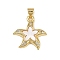 Brass Micro Pave Cubic Zirconia Pendants, Starfish, with Shell, Cadmium Free & Lead Free, Golden, 20x19.5x3mm, Hole: 3.5x4mm