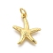 Brass Pendants, Rack Plating, Cadmium Free & Lead Free, Long-Lasting Plated, with Jump Ring, Golden, Starfish, 17.5x15.5x2.5mm, Hole: 3mm