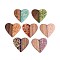 Opaque Resin and Walnut Wood Pendants, Heart Charms, with Glitter Powder & Gold Foil, Mixed Color, 37.5x39x3~3.5mm, Hole: 2mm