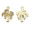 Rack Plating Alloy Charms, with Crystal Rhinestone, Cadmium Free & Nickel Free & Lead Free, Coconut Tree, Light Gold, 18.5x13x2mm, Hole: 1.4mm