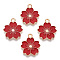 Alloy Enamel Pendants, Sakura Flower, Light Gold, Red, 20.5x17.5x1.5mm, Hole: 2mm