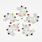 Chakra Jewelry, Alloy Gemstone Pendants, Moon, Platinum, 39x35x3.5mm, Hole: 6x3mm