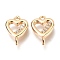 Brass Micro Pave Clear Cubic Zirconia Links Connectors, Long-Lasting Plated, Heart, Real 14K Gold Plated, 11x7.8x2.5mm, Hole: 1mm