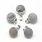 Natural Druzy Grey Agate Pendants, with Brass Findings, Round, Frosted, Round, Platinum, 18x14mm, Hole: 7x4mm