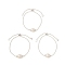 Natural Pearl Link Slider Bracelet, 304 Stainless Steel Jewelry, Old Lace, 10-1/4 inch(26cm)
