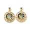 Real 18K Gold Plated Brass Pendants, with Glass and Acrylic, Flat Round with Evil Eye Charms, Colorful, 23.5x20x7mm, Hole: 4x3.5mm