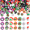 200Pcs Halloween/Christmas Theme Handmade Polymer Clay Beads, Mixed Shapes, Mixed Color, 9~12x6~12x4.5~5mm, Hole: 1.4~1.5mm