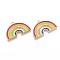 Alloy Enamel Pendants, Cadmium Free & Lead Free, Rainbow, Light Gold, Colorful, 21x32.5x1.5mm, Hole: 1.5mm
