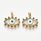 Golden Plated Brass Micro Pave Cubic Zirconia Pendants, Cadmium Free & Lead Free, with Enamel, Evil Eye, Colorful, 22x23.5x2.5mm, Hole: 3x4mm