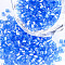 Grade A Glass Seed Beads, Hexagon(Two Cut), Transparent Colours Rainbow, Royal Blue, 1.5~2.5x1.5~2mm, Hole: 0.8mm, about 2100pcs/bag, 450g/bag