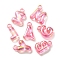 UV Plating Rainbow Iridescent Acrylic Pendants, Letters, Pink, 25~26x14~22.5x8mm, Hole: 3.5mm