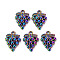 Alloy Pendants, Cadmium Free & Nickel Free & Lead Free, Grape, Rainbow Color, 19x14x3.5mm, Hole: 1.8mm