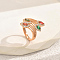 Brass Micro Pave Cubic Zirconia Finger Rings for Women, Horse Eye, Colorful, 23mm, US Size 9(18.9mm)