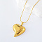 3Pcs European Luxury Stainless Steel 3D Heart Pendant Necklaces for Women, Golden, 15.75 inch(40cm)