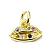 Brass Micro Pave Cubic Zirconia Pendants, Cadmium Free & Nickel Free & Lead Free, with Jump Ring, Real 18K Gold Plated, Lip Charms, Colorful, 7.5x10x1.5mm, Hole: 3mm