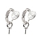 Brass with Cubic Zirconia Ear Cuff Findings, Cadmium Free & Nickel Free & Lead Free, Vortex, Platinum, 21x17.5x11mm, Pin: 0.5mm