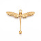 304 Stainless Steel Pendants, Ion Plating(IP), Dragonfly Charms, Real 18K Gold Plated, 31.5x35x2.5mm, Hole: 2.4mm