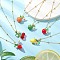 6Pcs 6 Styles Resin Fruit Pendant Necklaces, Brass Satellite Chain Necklaces, Golden, Mixed Color, Mixed Shapes, 17.68 inch(44.9cm), Pendant: 14~22x13~19mm, 1pc/style